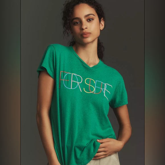 Mother Denim For Sure Linen Tee in Green, Small - Picture 1 of 2